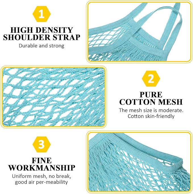 Shappy 12 Pack Reusable Mesh Grocery Bags Large Crochet Market Bag Cotton Kitchen Tote for Fruit Vegetable Storage