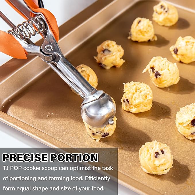 Extra Small Cookie Scoop, 1 Tsp Cookie Scoop, Mini Ice Cream Scoop for Melon Baller, Cookie Dough, 0.2oz/ 25mm, Easy Squeeze & Release, Orange