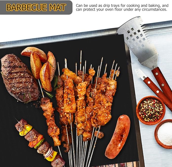 9pcs Non-stick Oven Liners Grill Baking Mats 60x40cm Heat Resistant Reusable Roaster Liners for Air Fryer and Oven Bottom Protection
