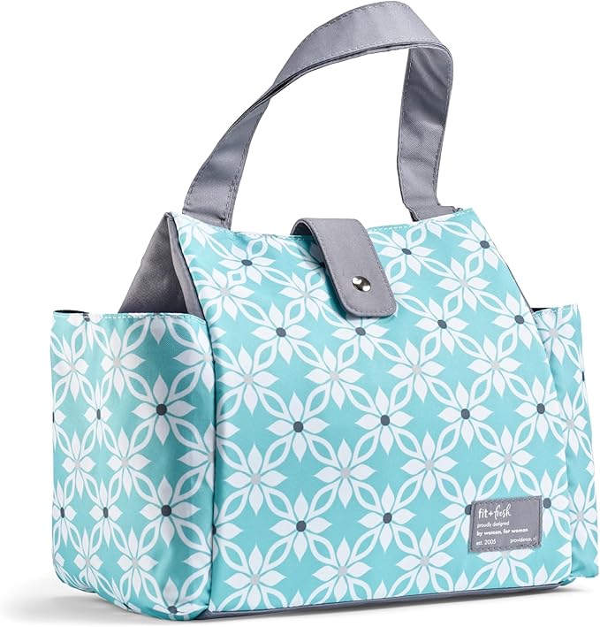 Fit & Fresh Lunch Bag For Women, Insulated Womens Lunch Bag For Work, Leakproof & Stain-Resistant Large Lunch Box For Women With Containers and Matching Tumbler, Snap Closure Westport Bag Aqua