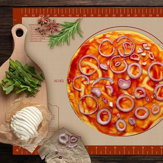 Pastry Mat, 0.7mm Extra Thick 32 x 24 Inches Large Non Stick Silicone Baking Pad, Pie Crust Rolling Supplies for Making Christmas Cookies Bread, Easy to Clean