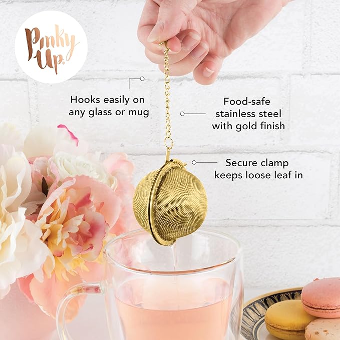 Pinky Up Small Ball in Gold Tea Infusers