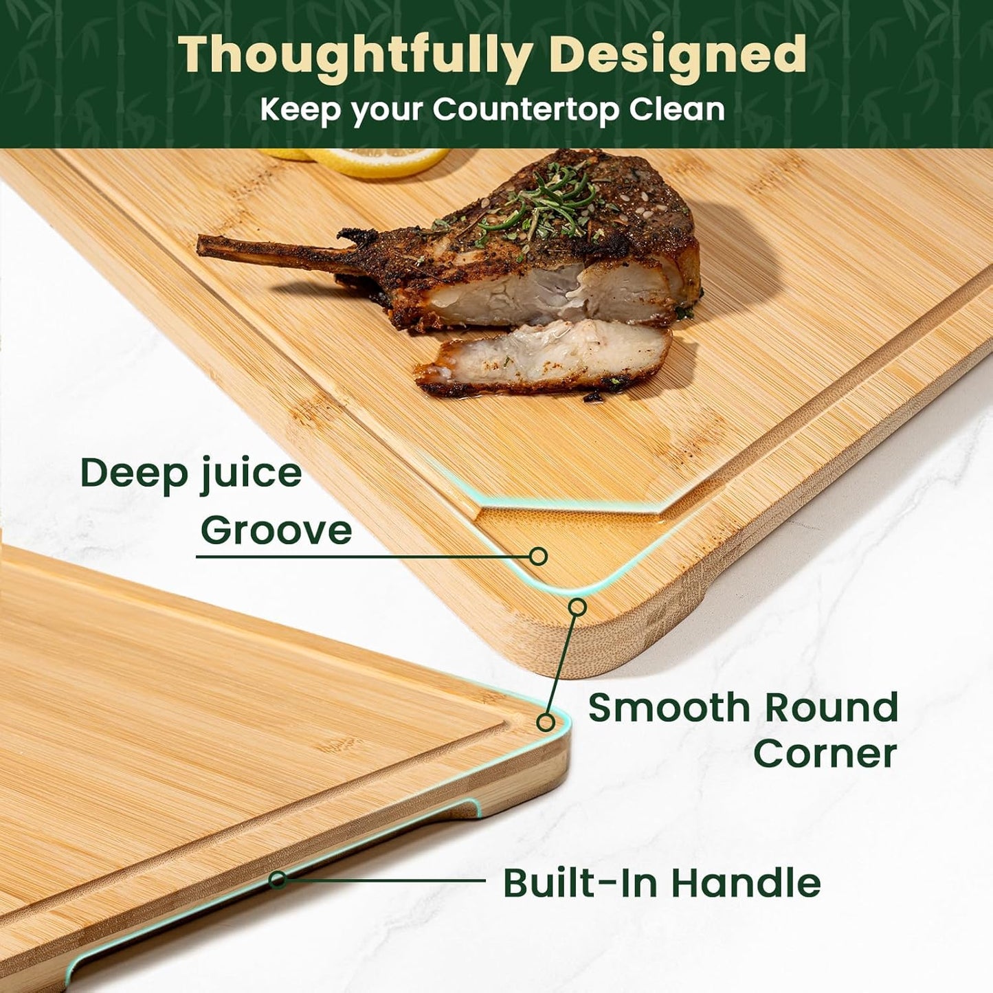 Heimlove 9” x 6” Mini Bamboo Cutting Board, Small Wooden Cutting Boards for Kitchen Charcuterie Boards with Juice Groove and Handles, Chopping Board for Fruit, Vegetables and Cheese