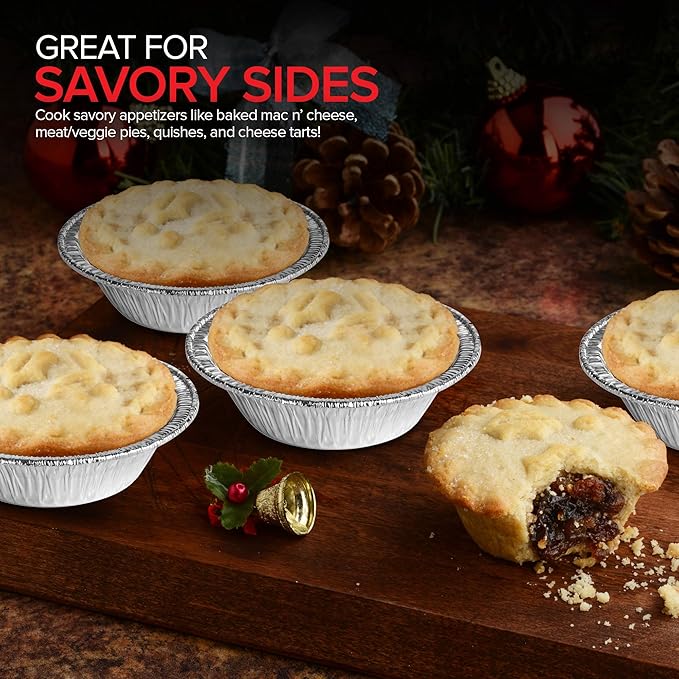 Stock Your Home 4 Inch Mini Aluminum Foil Pans (50 Count) – Disposable Small Tins for Baking Tiny Treats, Fruit Tarts, Quiche, and Mince Pies