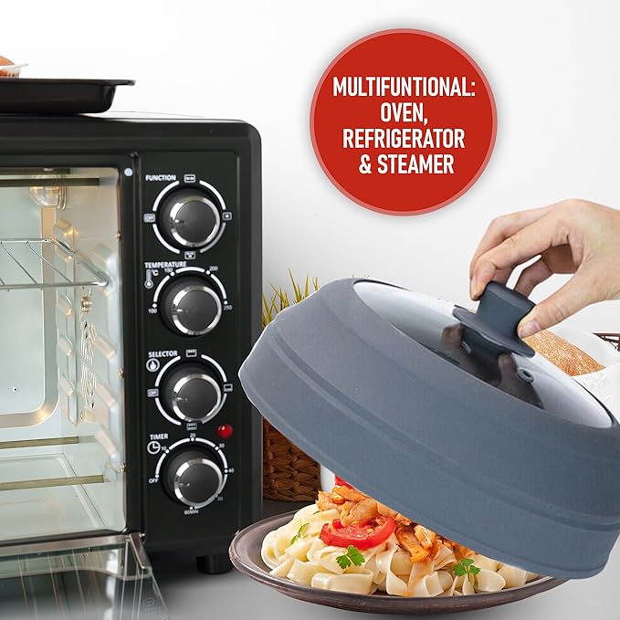 Javson Microwave Splatter Cover Glass for Food - Large 10.8" Tempered Glass & Silicone Lid, Heat Resistant, Splatter Guard with Easy-Grip Handle