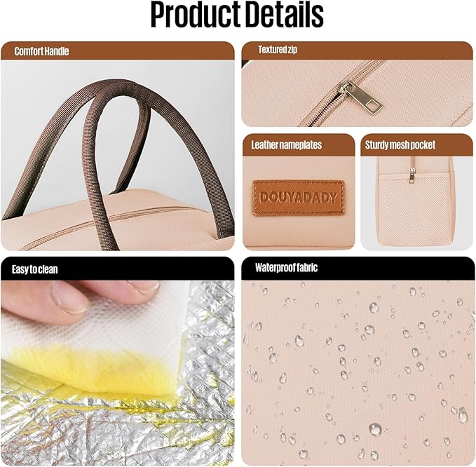 douyadady Lunch Bag Women/Men Lunch Box Women/Men (beige)