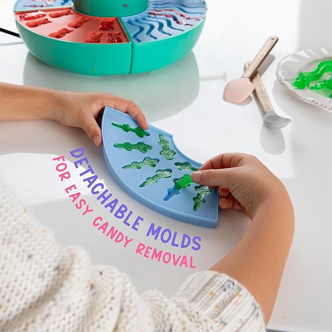 Kusini Gummy Candy Making Kit for Kids & Adults - 4 Mold Shapes, Heating Base – Gummy Bear, Candy Lab Machine Maker – Unique Fun Gifts for Kids Ages 6+ Years Old Girl & Boys, DIY Science Crafts Kits