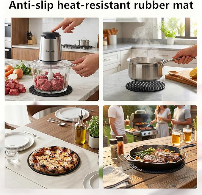 Liebe&Lecker Food Processor, Meat Grinder with 2 Bowls 8 Cup and 8 Cup, Food Chopper Electric Vegetable Chopper with 4 Large Sharp Blades for Fruits, Meat, Vegetables, Baby Food, Nuts, 2 Speed.