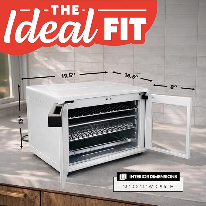 Gourmia French Door Air Fryer Oven - 37 Qt Large Capacity Convection Toaster Oven, FryForce 360°, Digital Display, 12 Cooking Presets, Dehydrate, Fits 13” Pizza, Dishwasher-Safe, White