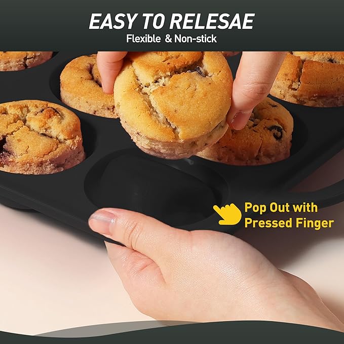 Socisen 2 Packs 12 Cups Silicone Muffin Pan with Metal Reinforced Frame Regular Size Cupcake Tray Egg Mold Wedding Day Engaged Engagement Hostess Couple Newly Wed House Christmas Married Unique Gift