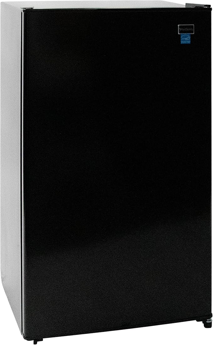 West Bend Mini Fridge Compact Refrigerator for Home Office or Dorm, with Reversible Door, Energy Star Rated, 3.3-Cu.Ft., Black