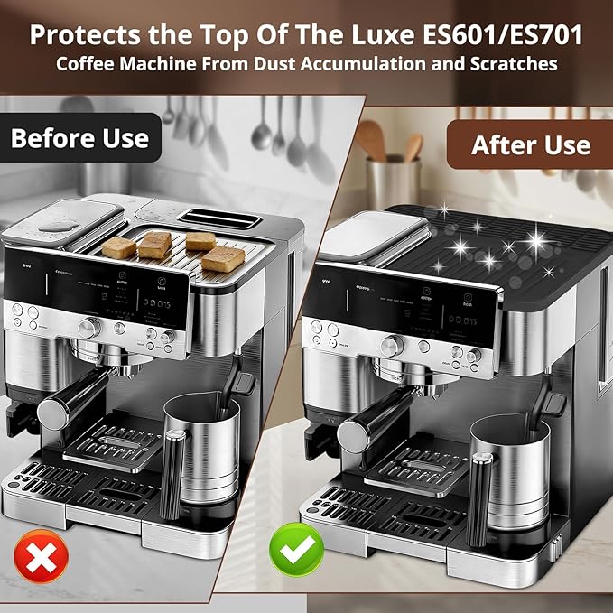 Top Mat for Ninja Luxe Espresso Coffee Machine ES601 & ES701–Coffee Top Silicone Mat Protects Top Surface Anti-scratch,Non-Slip Heat Resistant,Food-Grade Silicone for Ninja Luxe Cafe Accessories