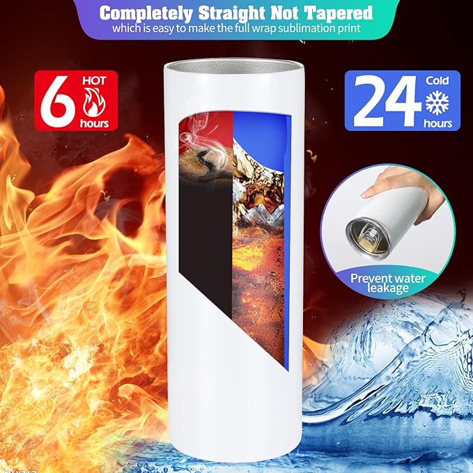 YOUKE OLA 10 Pack Sublimation Tumblers Bulk 30oz - Blanks Straight Skinny Tumbler White Stainless Steel Insulated Sublimation Tumblers Polymer Coating for Heat Transfer with Straws, Lids