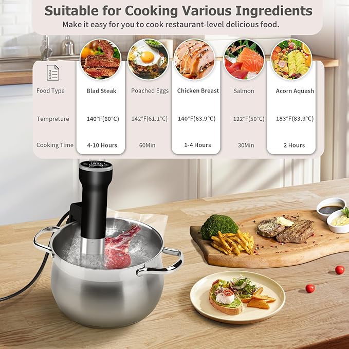 CATTLEMAN Sous Vide Cooker WiFi, 1000W, IPX7 Waterproof, Immersion Circulator for Sous-Vide, Suvee Cooker, Sous Vide Machine with Cookbook, Precision Temperature & Timer, Noise-free