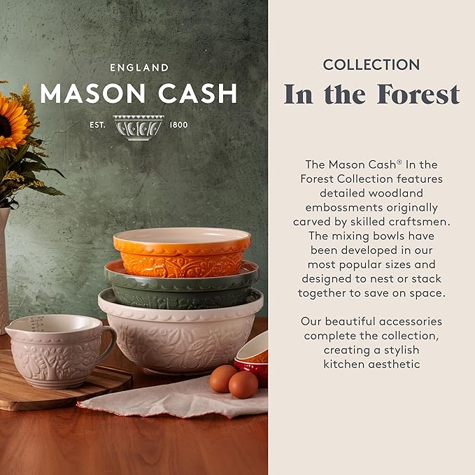 Mason Cash | In the Forest S30 1.25 Quart Embossed Mixing Bowl | Hedgehog (Green)