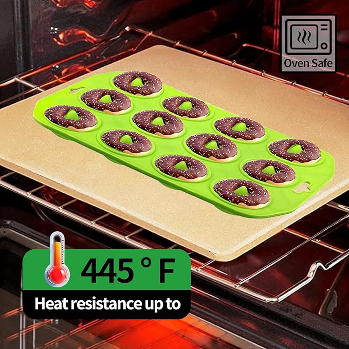Silicone Donut Baking Pans, 12 Holes Mini Donut Mold for Baking Keto Bagels, Tasty Donuts in Party and Festival, Set of 2