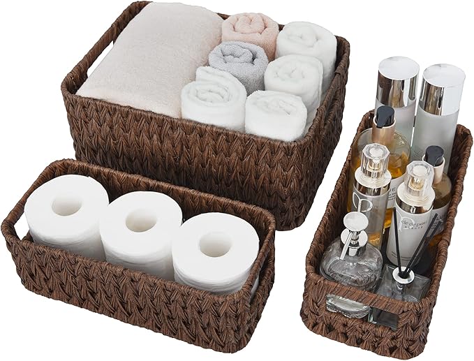 GRANNY SAYS Bundle of 1-Pack Cutlery Caddy & 3-Pack Wicker Storage Baskets
