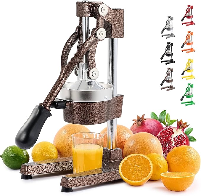 CO-Z Hand Press Juicer Machine, Manual Orange Juicer and Professional Citrus Juice Press for Orange Watermelon Pom Lime Lemon Juice Cocktail, Commercial Lemon Squeezer and Orange Crusher, Copper