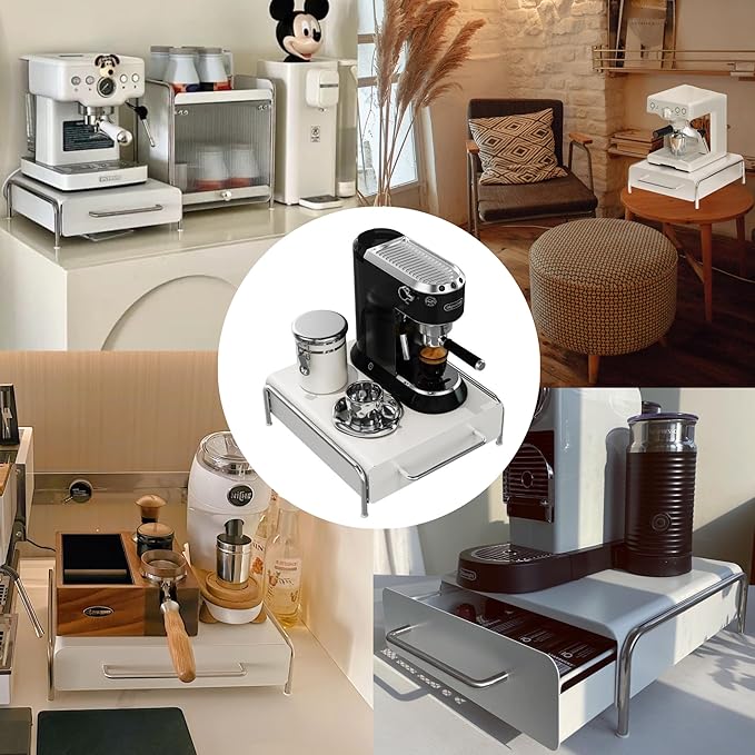 K Cup Holder Drawer, Compatible with K-Cups, 30 Pods Capacity, K Pod Drawer Organizer for Countertop, Coffee Machine Base, Easy Installation (White)