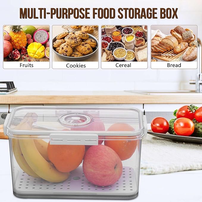 Gifhomfix Bread Box Bread Boxes for Kitchen Counter Airtight, Time Recording Bread Storage Container with Lid, Bread Keeper for Homemade Bread, Toast, Bagel, Donut and Cookies, LARGE White