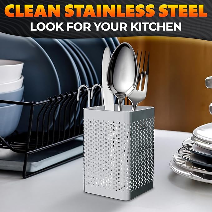 Dishwasher Chopstick Basket – 2.75" x 2.75" x 3.93" Stainless Steel Utensil Holder, Rust-Resistance Chopstick Holder for Dishwasher Basket – Hanging Caddy for Organizing Chopsticks, Straws & Teaspoons