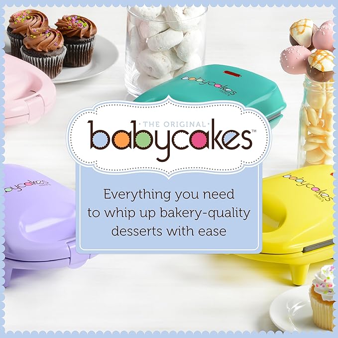 Babycakes Mini Cake Pop Maker by Select Brands - Easy-to-Use Machine - Recipes Included - Non-Stick Coating, Non-Skid Feet & Power Light - Makes 9 Cake Pops
