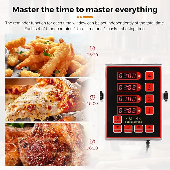 BEAMNOVA 4 Channel Digital Kitchen Timer with Loud Adjustable Alarm, Stainless Steel Commercial Cooking Timer for Restaurant, 0-99h Hours Minutes and Seconds Countdown
