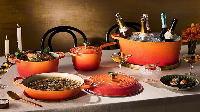 Le Creuset Enameled Cast Iron Signature Round Dutch Oven, 4.5 qt., Flamme Doree with Crucible Knob