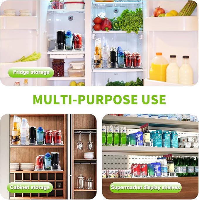 Coanto Drink Organizer for Fridge, Soda Can Dispenser for Refrigerator, Automatic Self-Pushing Fridge Drink Dispenser Holds up to 30 Cans, 6 Row