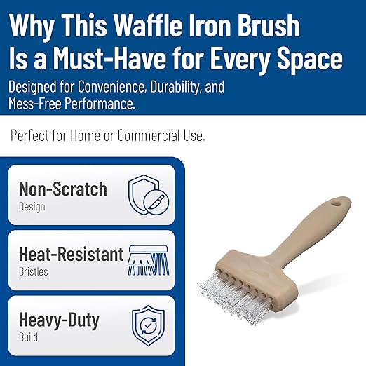 Carlisle FoodService Products 4011400 Wide Waffle Iron Brush, 3", Teflon
