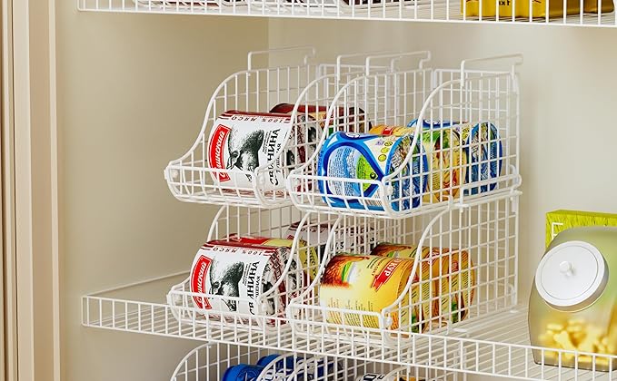 Sonyabecca 3-Pack Soda Can Organizer for Pantry, Stackable Can Storage Organizer Pantry, Canned Food Storage Basket With Handles for Pantry Kitchen Countertop Cabinet Patent Pending