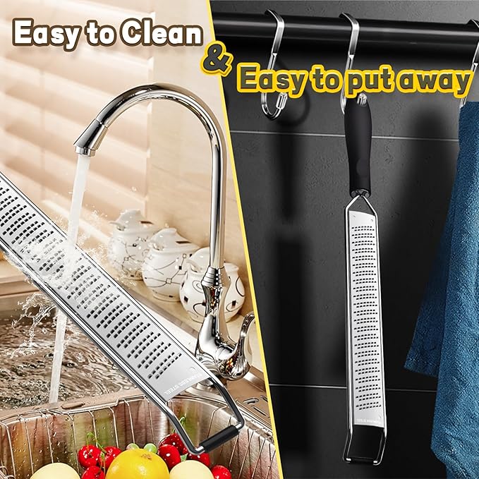 Lemon Zester & Cheese Grater – Premium Stainless Steel - A Sharp Kitchen Tool for Cheese Grater, Ginger, Garlic, Nutmeg, Chocolate, Vegetables, Fruits, Dishwasher Safe