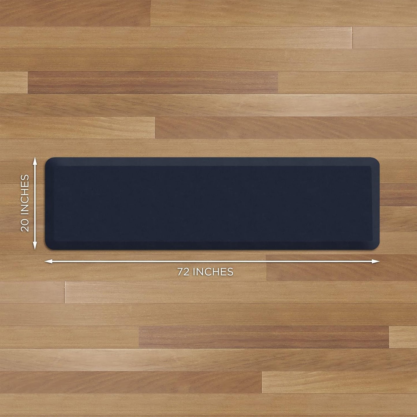 GelPro Anti Fatigue Nonslip Mat: Hard Floor Utility Mats for Garage, Patio and Kitchen - 20" x 72" x .5" - Leather Grain Navy