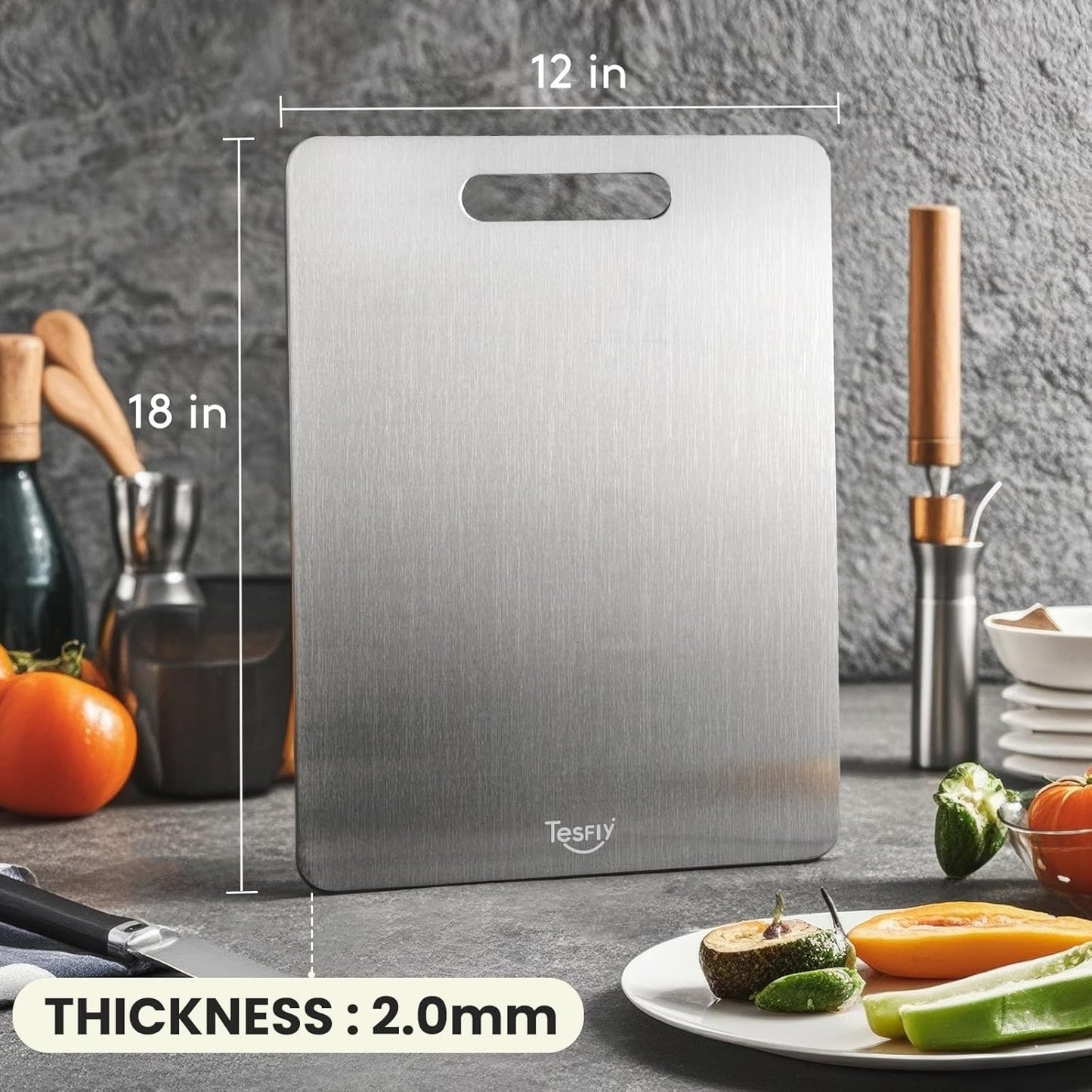 2 Pack Titanium Cutting Board - 100% Pure Titanium Cutting Boards For Kitche,Easy to clean, Double-sided food-grade Cutting Board For Meats, Fruits And Vegetables (X-Large)