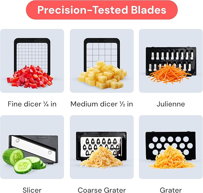 Fullstar The Original Pro Chopper - Vegetable Chopper and Slicer, Food Chopper with Container, Fruit Slicer, Kitchen Gadgets & Gifts, Home Essentials (6 in 1, Black)