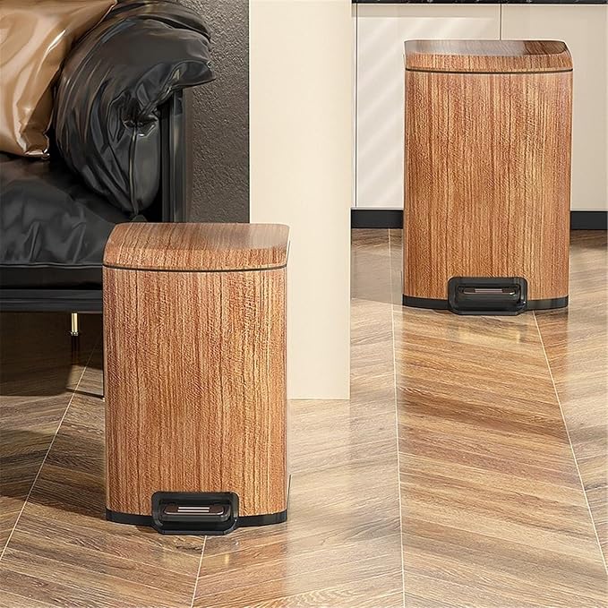 Trash Bin Kitchen Vintage Style Pedal Bin Household Stainless Steel Rubbish with Lid, Removable Inner Bucket Garbage Bin(Large)