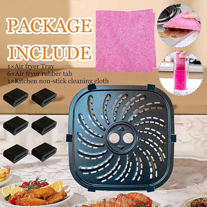 8QT Air Fryer Replacement Parts Tray for PowerXL Vortex Pro Air Fryer Plus, Upgraded Double Layer Non-stick Coating Grill Pan Crisper Plate Grate Grid for 8QT PowerXL, Dishwasher Safe