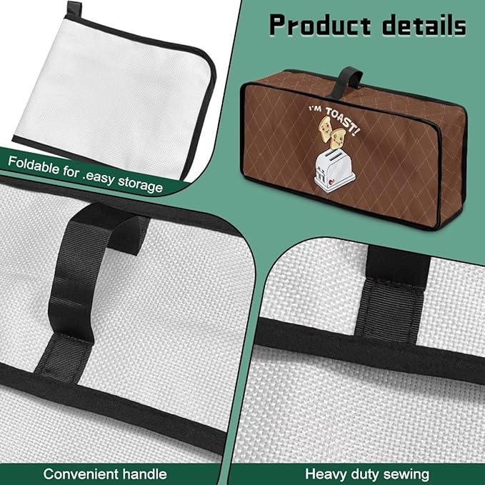 Bread Print 2-Slice Slim Toaster Cover, Machine Washable Toaster Cover 2 Slice Heat Resistant Dustproof Protector Covers for Kitchen Appliances