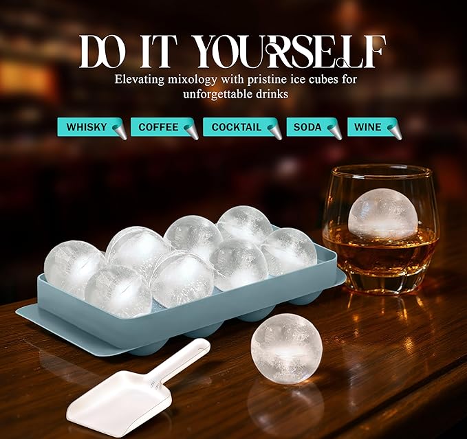 Mini Ice Cube Tray Set & 8 Cicles Ice Trays Set - 7 Trays, 2 Bins, 2 Scoops, 2 Tongs & 4 Straws