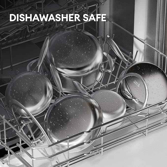 COOKER KING Stainless Steel Cookware Set, Pots and Pans Set with Lids, Frying Pans, Saucepan, Saute Pan & Stock Pot, Non Stick, Non Toxic, Induction, Oven, Dishwasher Safe, PFOA Free