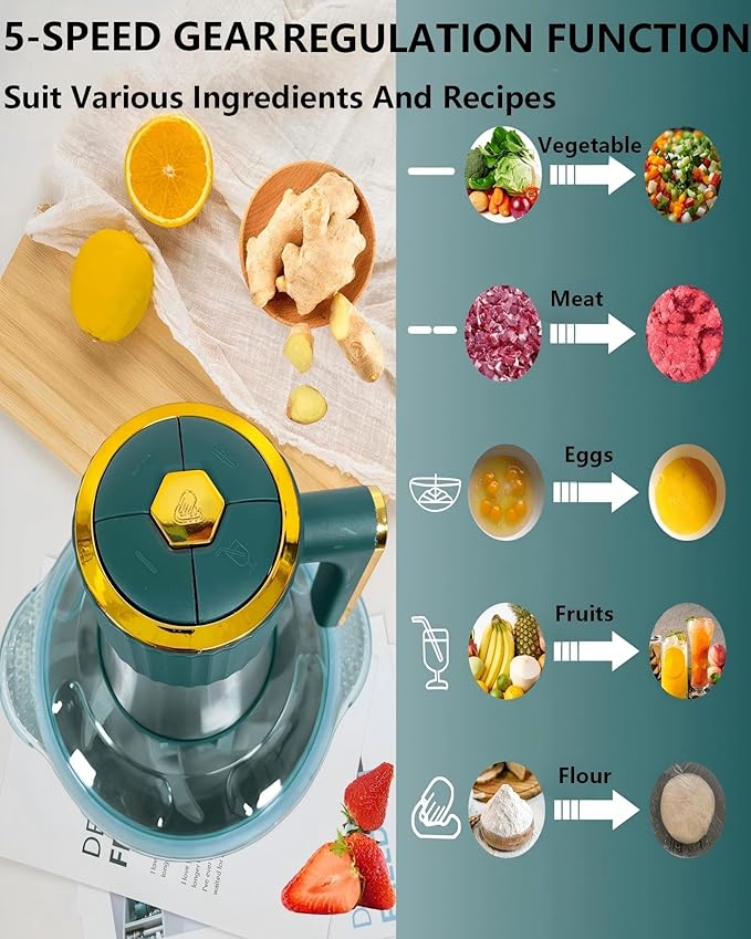 Electric Meat Grinder, 500W 5-Speed 5L Stainless Steel Food Processor, Multifunctional for Dough, Meat, Nuts & Vegetables, Hand Wash Only with Detachable Parts