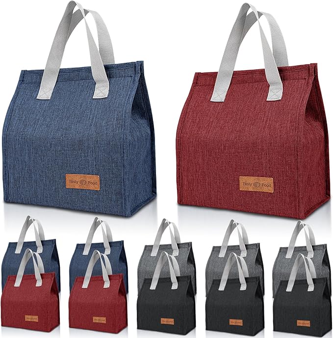 VZZNN 12 Pack Lunch Bags Bulk,Insulated Reusable Lunch Bags with Aluminum for Women Men,Leakproof Tote Large Lunch Box for Office,Work,Beach or Travel,multicolor