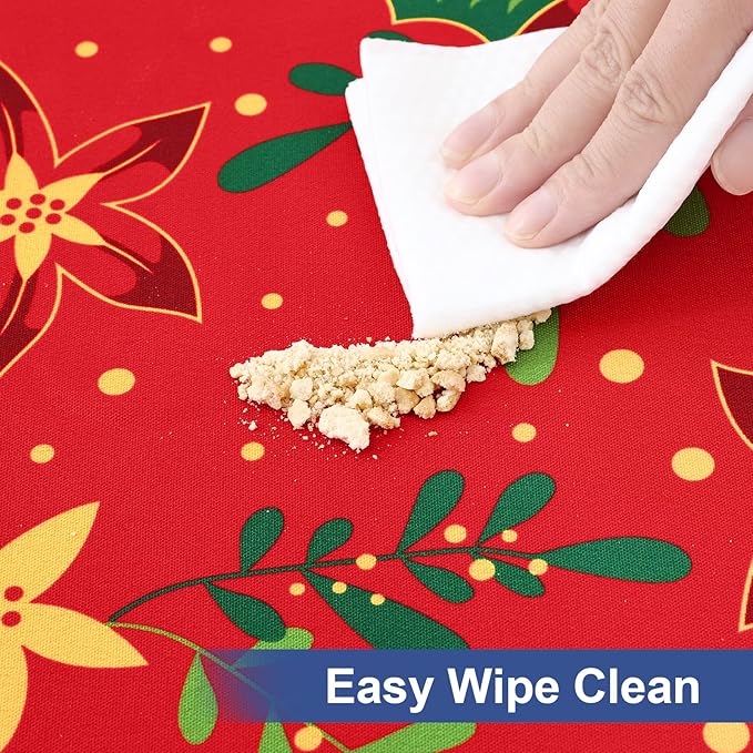 homing Rectangle Table Cloth Cover, Waterproof Polyester Elastic Fitted Tablecloth, Fits for 8 Foot Folding Tables, Washable Table Protector for Christmas, Holiday, Party (Flowers, 30" x 96")