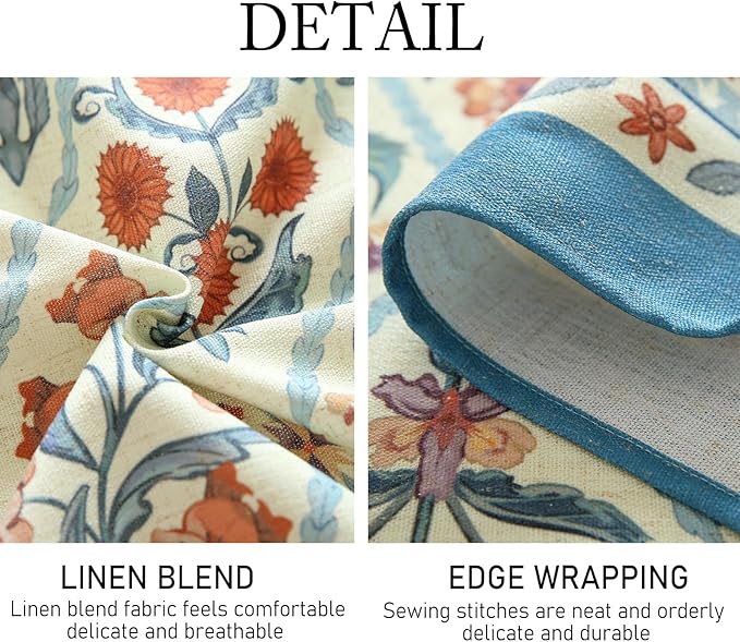 ISAENNE Designer Linen Elegant Square Tablecloth,Colorful Floral Bohemian Table Cloth,Wrinkle Resistant Decor Tablecloths for Dining Thanksgiving Kitchen Christmas,67"*67"-Floralsea A