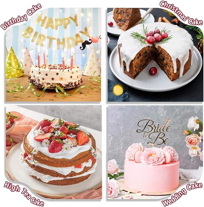 P&P CHEF 9.5 Inch Cake Pans Set, Round Baking Pan Stainless Steel Layer Birthday Wedding Cake Oven Pans, Non Toxic & Heavy Duty, Deep Side & Mirror Finish, Dishwasher Safe, (2Pcs)