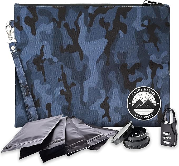 Enjoy Native Smell Proof Bag with Lock 11" x 9", Smell Proof Container, Dog Tested Odor resistant Bags, Best Zipper odor sealing pouch for Herbs, Coffee & Travel Medicine, Scent resistent Containers