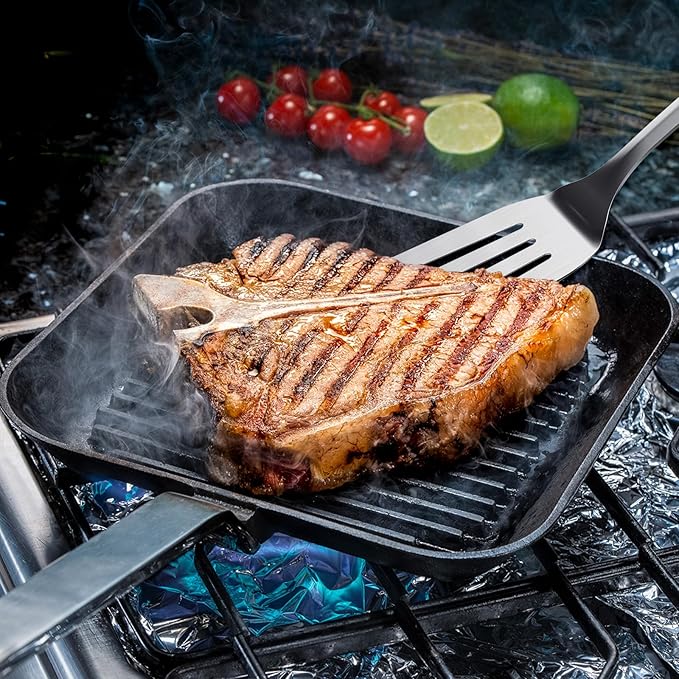 Stainless Steel Spatula Set, 1PC Heavy Duty Turner/Metal Spatula, High Heat Resistant Kitchen Cooking Utensils, Ideal Cookware for Frying Steak, Fish, Eggs or Pancakes