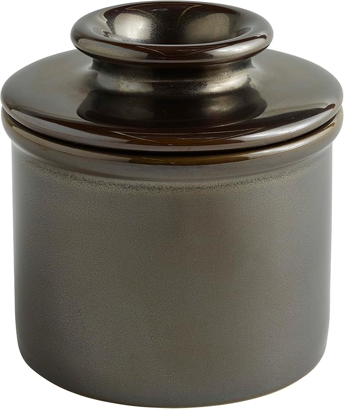 Butter Bell - The Original Butter Bell crock by L Tremain, a Countertop French Ceramic Butter Dish Keeper for Spreadable Butter, Dragon Steel Metallic
