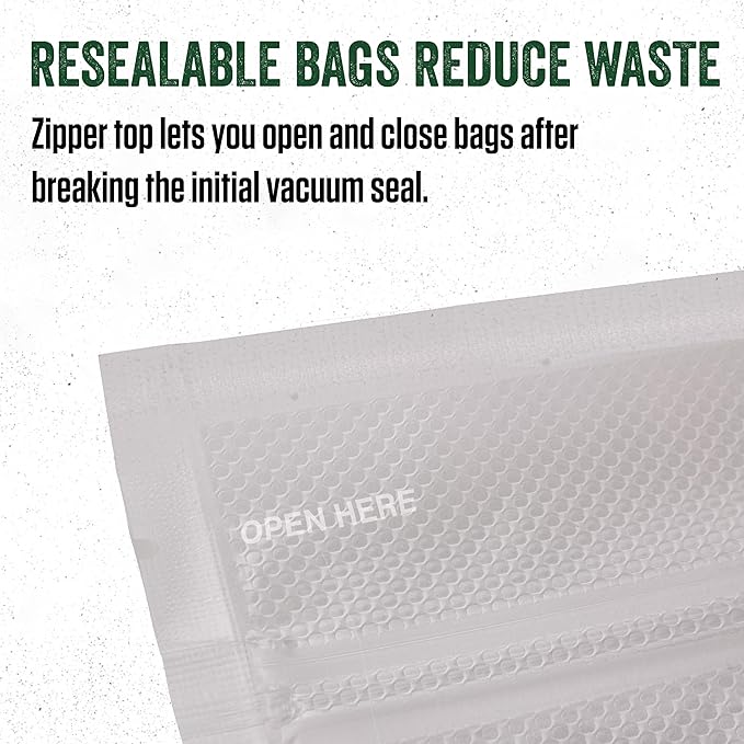 LEM Products Quart Zipper Top Vacuum Sealer Bags, 8 x 12 Inches, Compatible with Most Major Vacuum Sealer Brands, 18 Count