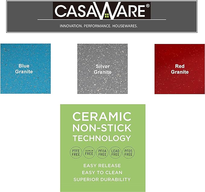 casaWare Jumbo Muffin Pan 6 Cup Ceramic Coated Non-Stick (Red Granite)